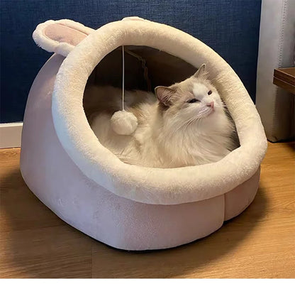 ふわふわ猫用ベッド 洗える【おもちゃ付き】