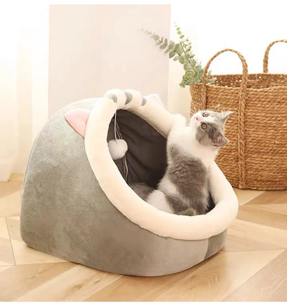 ふわふわ猫用ベッド 洗える【おもちゃ付き】