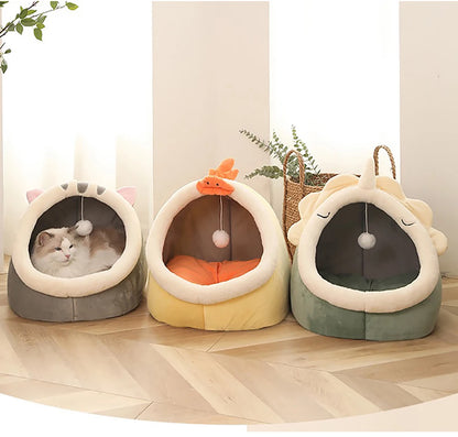 ふわふわ猫用ベッド 洗える【おもちゃ付き】