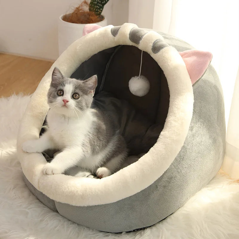 ふわふわ猫用ベッド 洗える【おもちゃ付き】