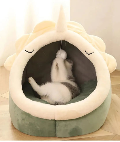 ふわふわ猫用ベッド 洗える【おもちゃ付き】