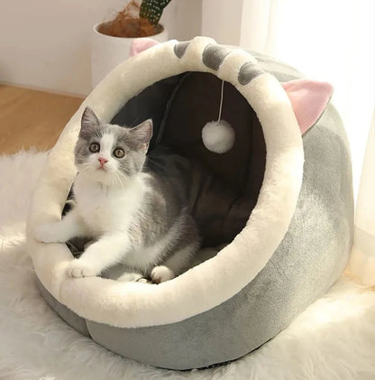 ふわふわ猫用ベッド 洗える【おもちゃ付き】