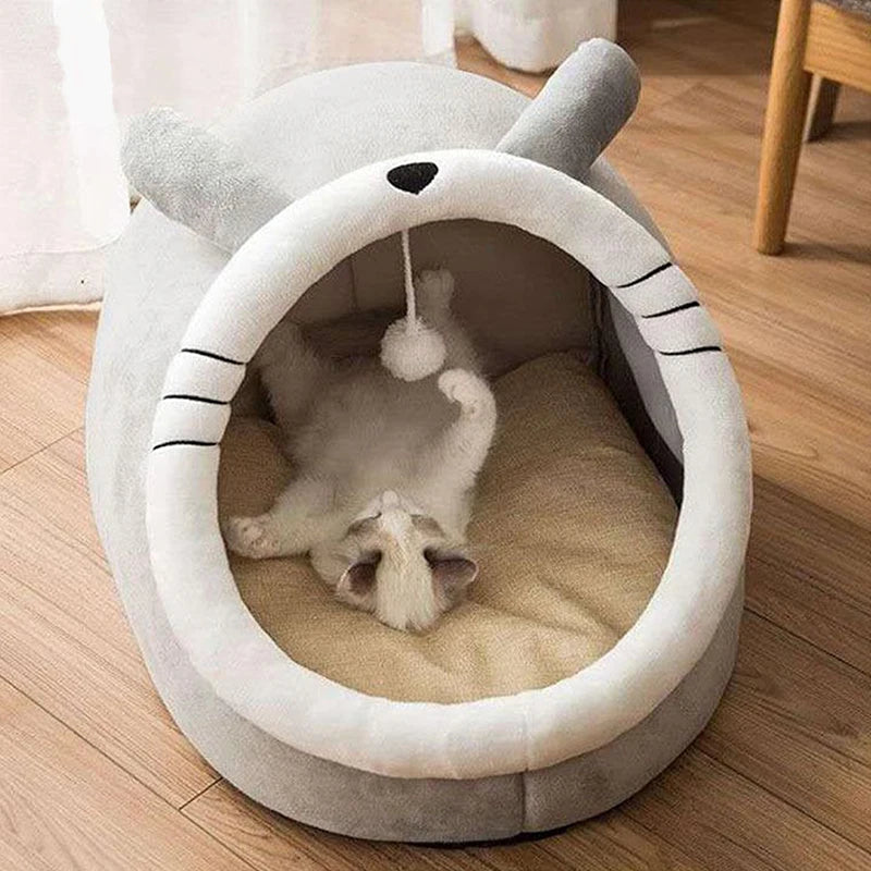 ふわふわ猫用ベッド 洗える【おもちゃ付き】