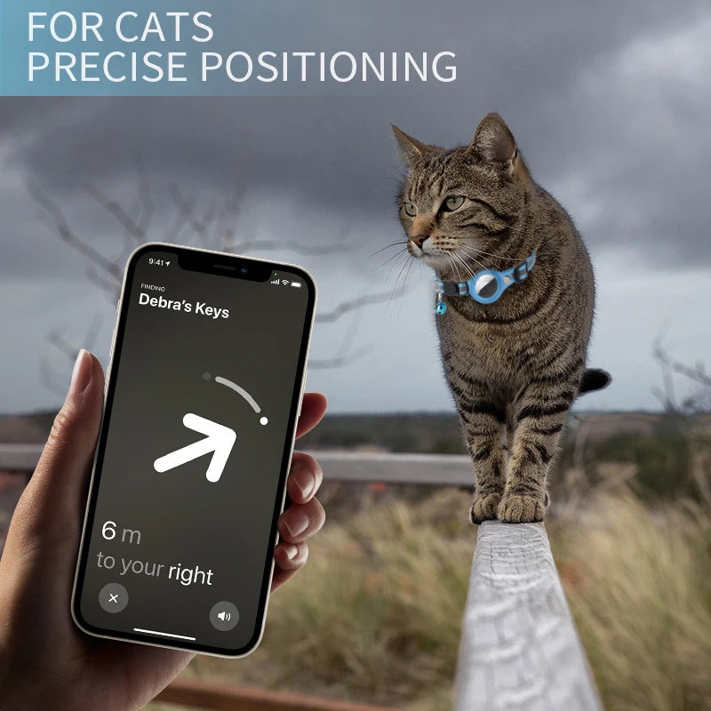 Anti-Lost Cat Collar for Airtag GPS Tracker Protective Case With Bell Reflective Cats Necklace Kitten Accesories Pet Products