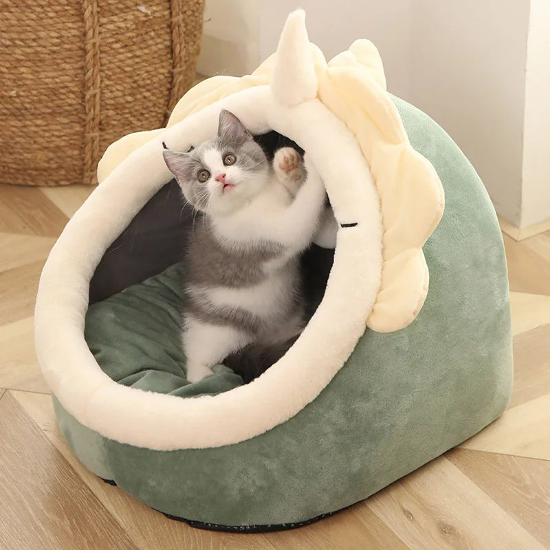 ふわふわ猫用ベッド 洗える【おもちゃ付き】