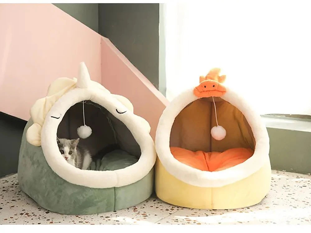 ふわふわ猫用ベッド 洗える【おもちゃ付き】