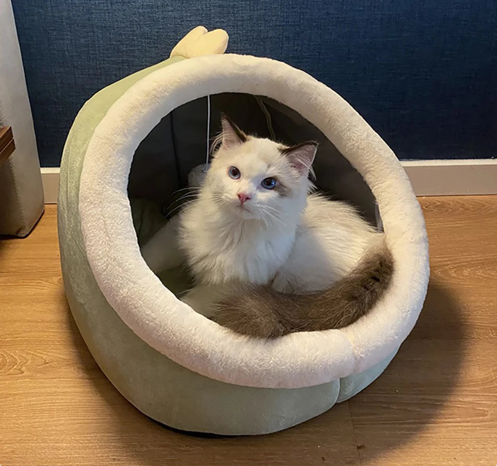ふわふわ猫用ベッド 洗える【おもちゃ付き】