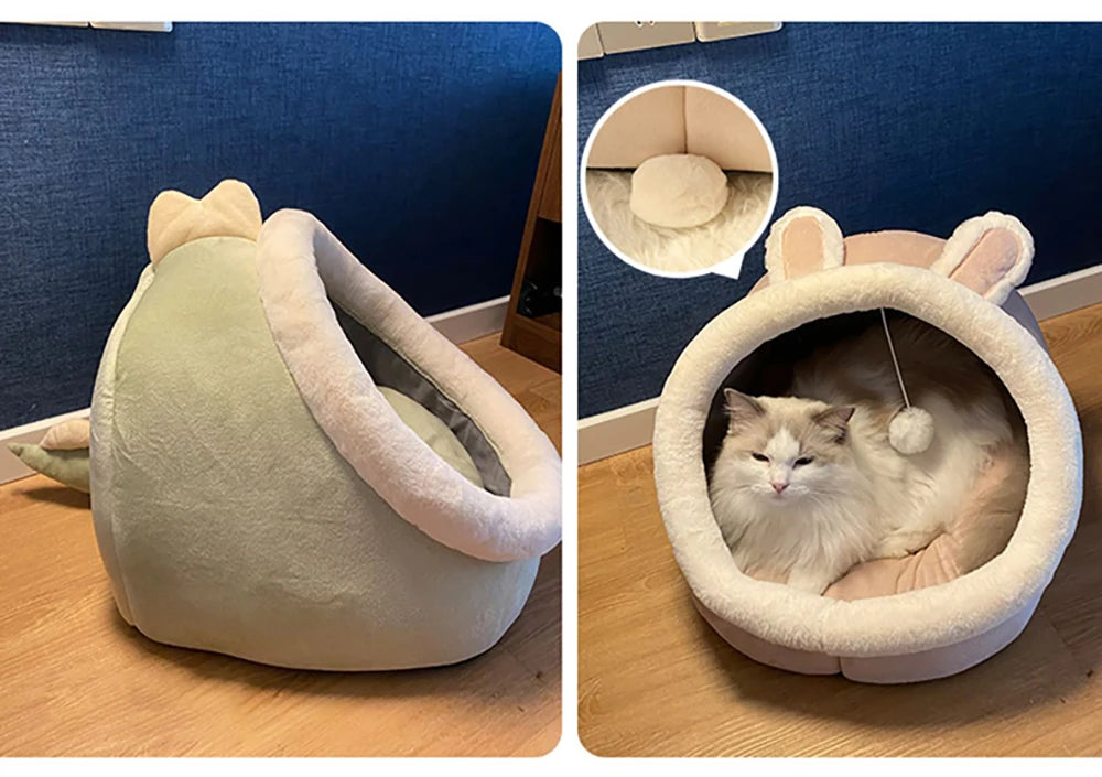 ふわふわ猫用ベッド 洗える【おもちゃ付き】