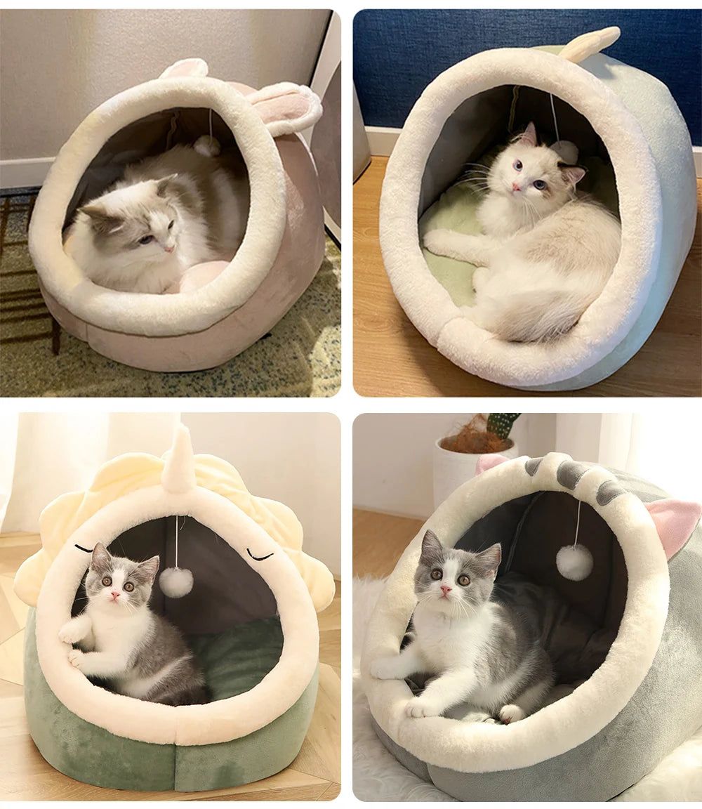 ふわふわ猫用ベッド 洗える【おもちゃ付き】