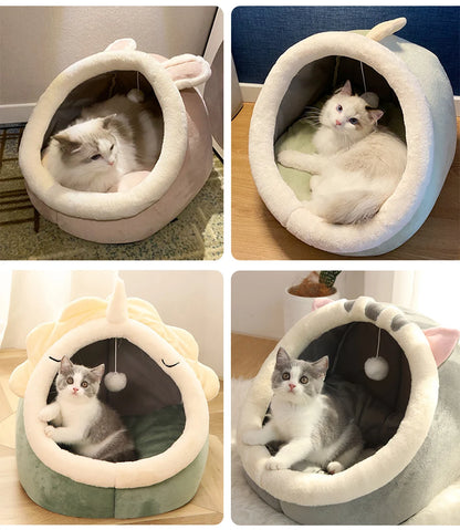 ふわふわ猫用ベッド 洗える【おもちゃ付き】