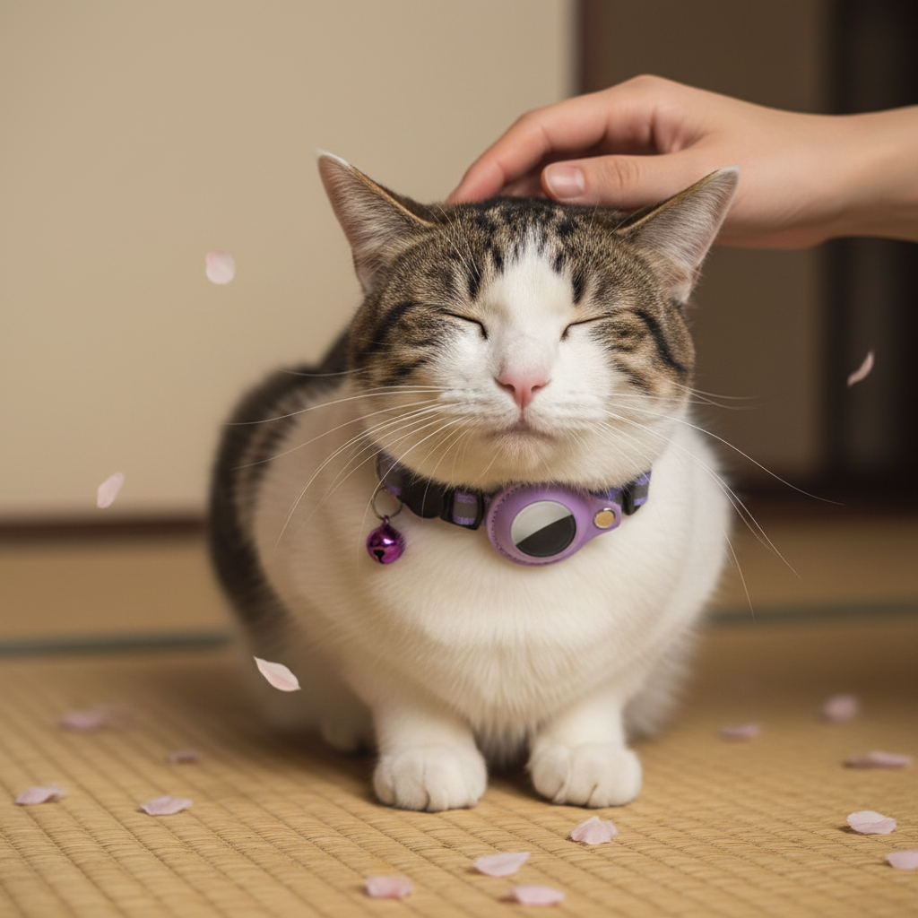パープル AirTagホルダー付き猫用首輪