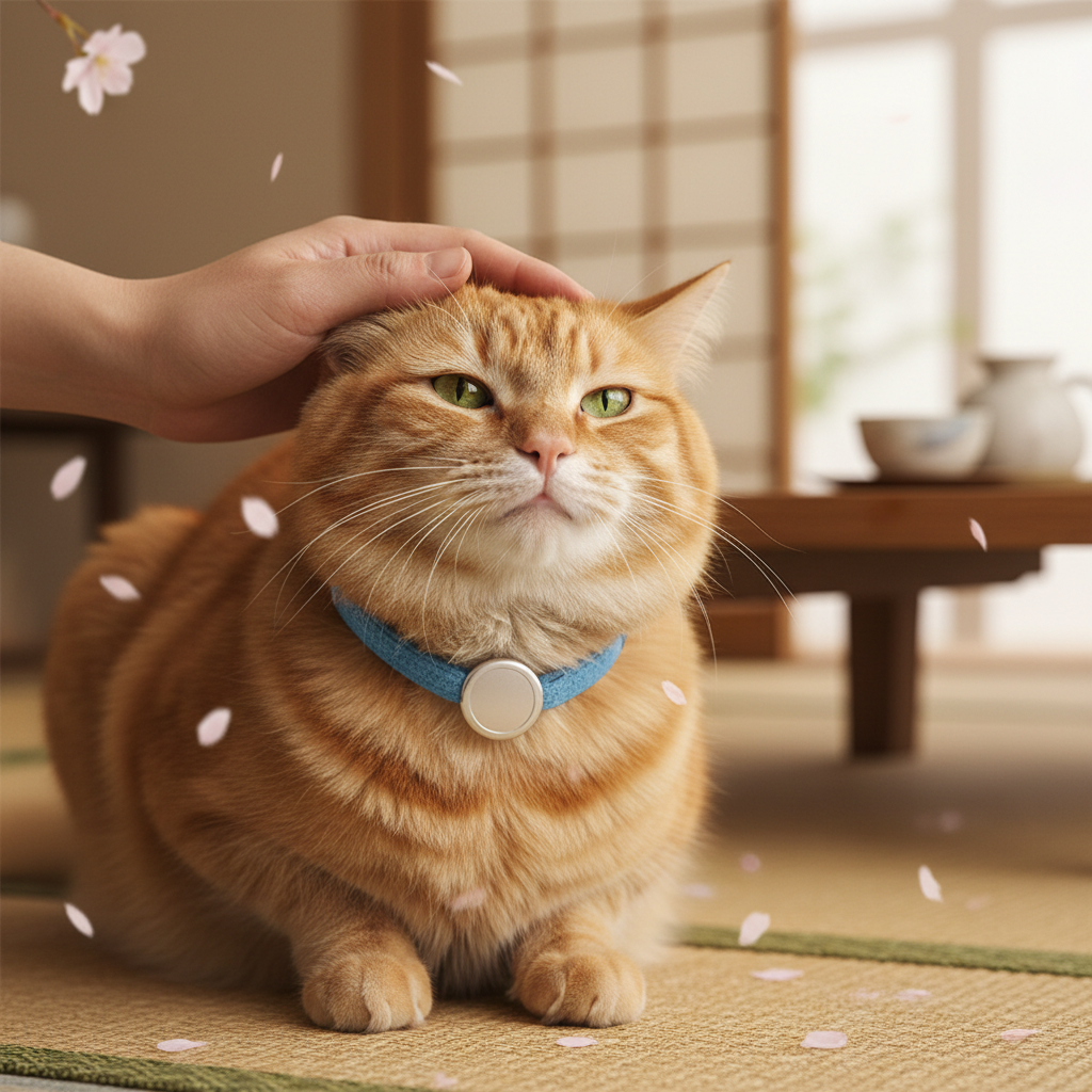 ブルー AirTagホルダー付き猫用首輪