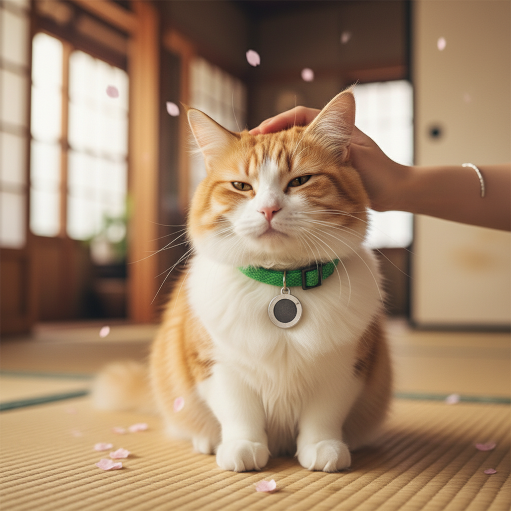 グリーン AirTagホルダー付き猫用首輪